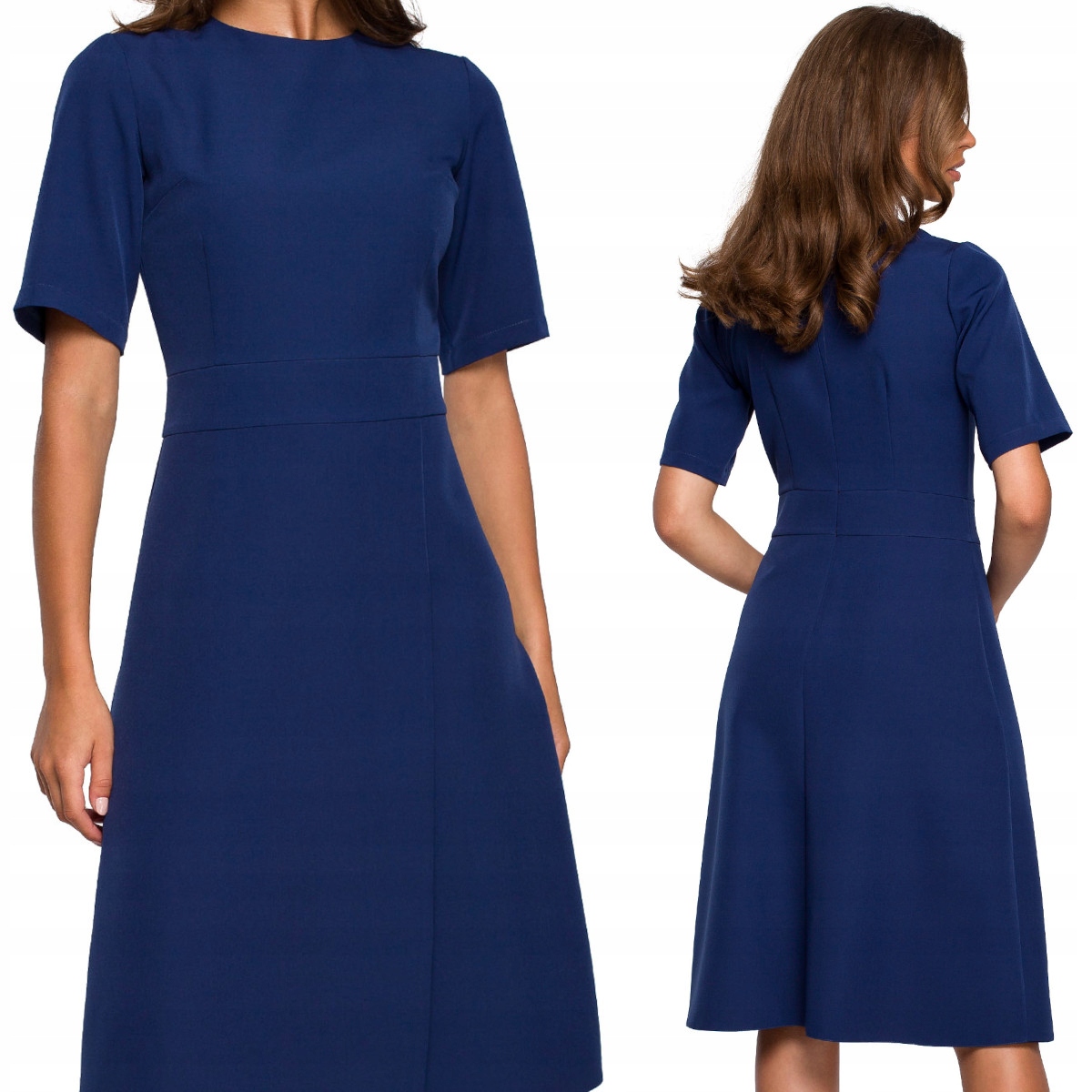 SUKIENKA DAMSKA LETNIA WIECZOROWA Z KOPERTOWYM DOŁEM GRANATOWA 42 XL