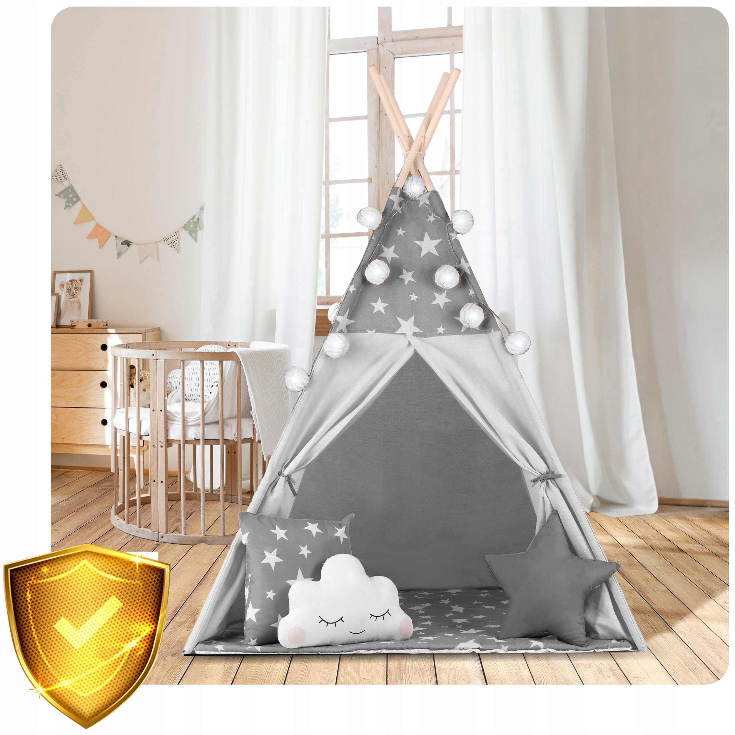 TIPI namiot wigwam dla dzieci TEEPEE Girlanda Poduszki Stabilizator Nukido Marka Nukido
