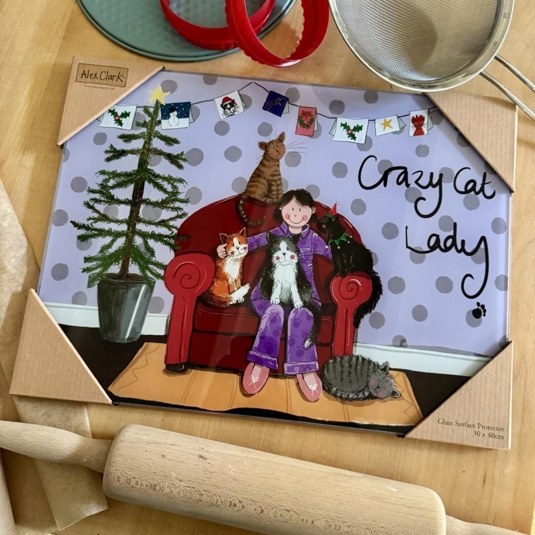 Skleněná ozdobná deska Crazy Cat Lady Kociara Svátek