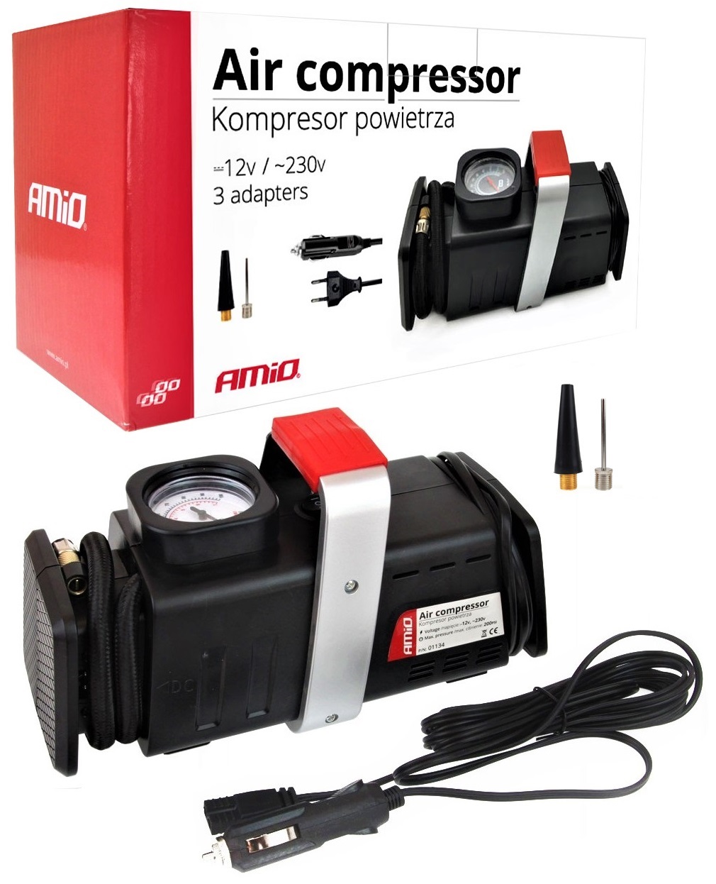 

Kompaktowy Kompresor Samochodowy Amio 12V 230V