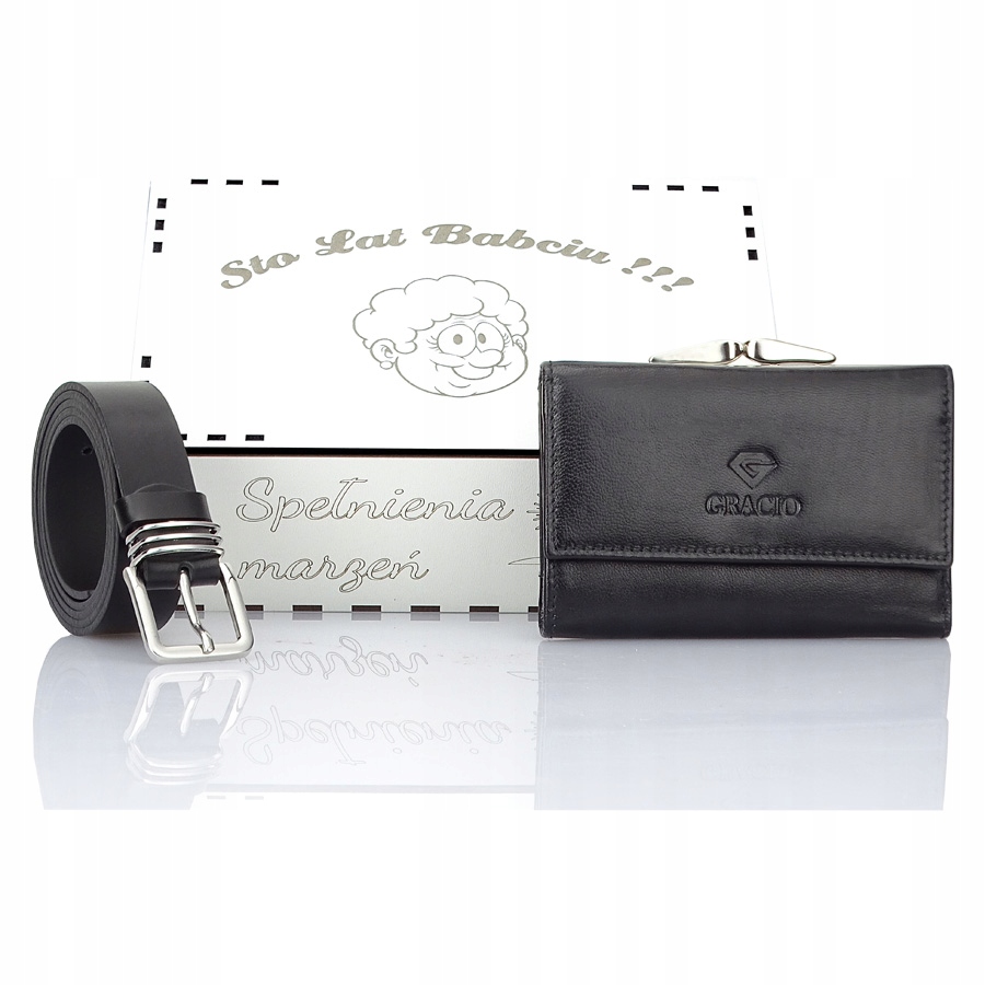 Sada Peněženka Pásek Kůže Dárek ke Dni Babiček