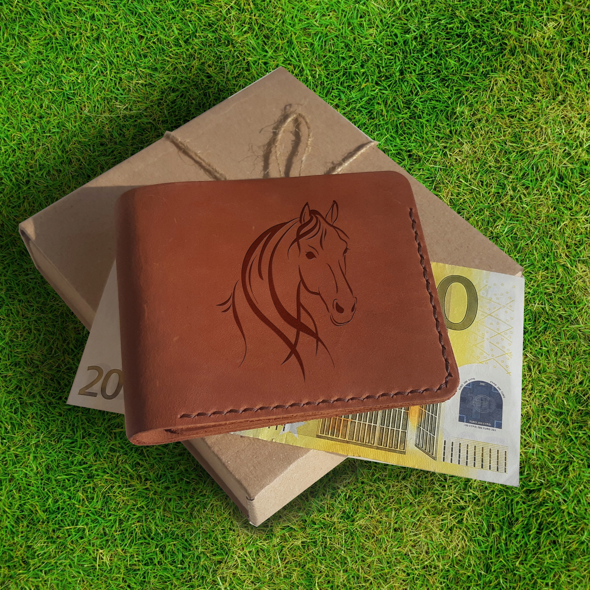 dárek pro koňaře pro fanouška koní Peněženka s gravírováním kožená handmade