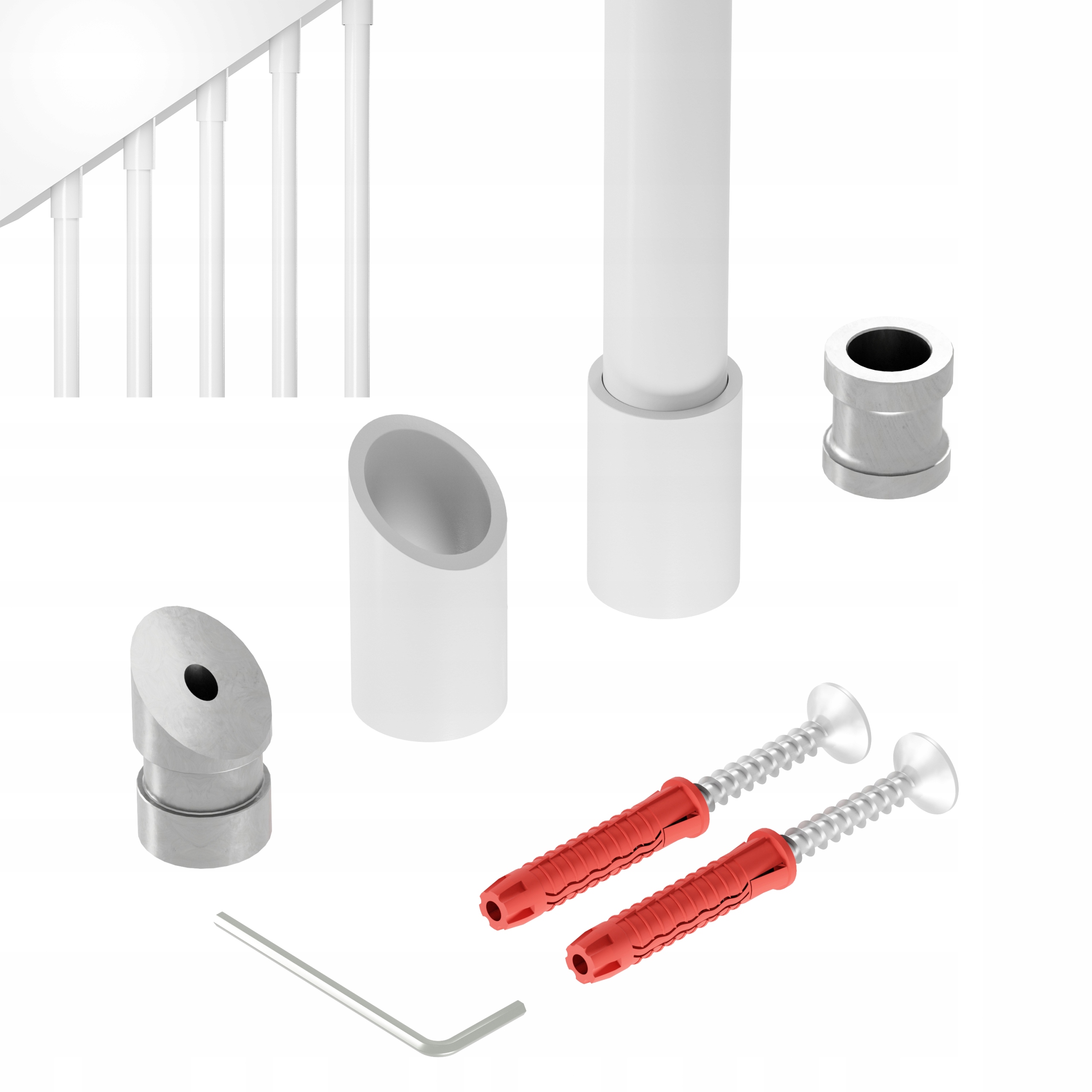 Zábradlí na schody šikmé 32 st tralka fi 20 mm bílá 400 cm Noa 32