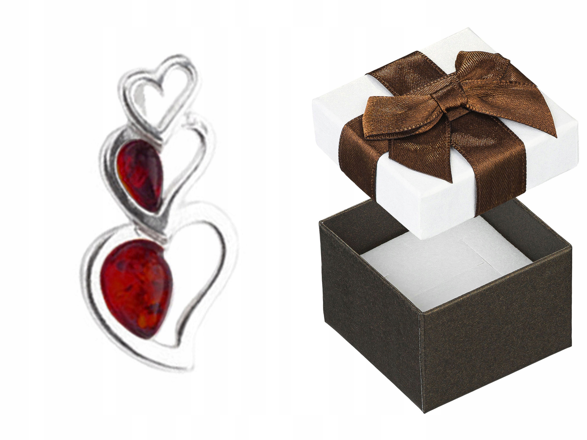 Stříbrný přívěsek srdce s jantarem Dámský Přívěsek Srdíčka Srdíčko