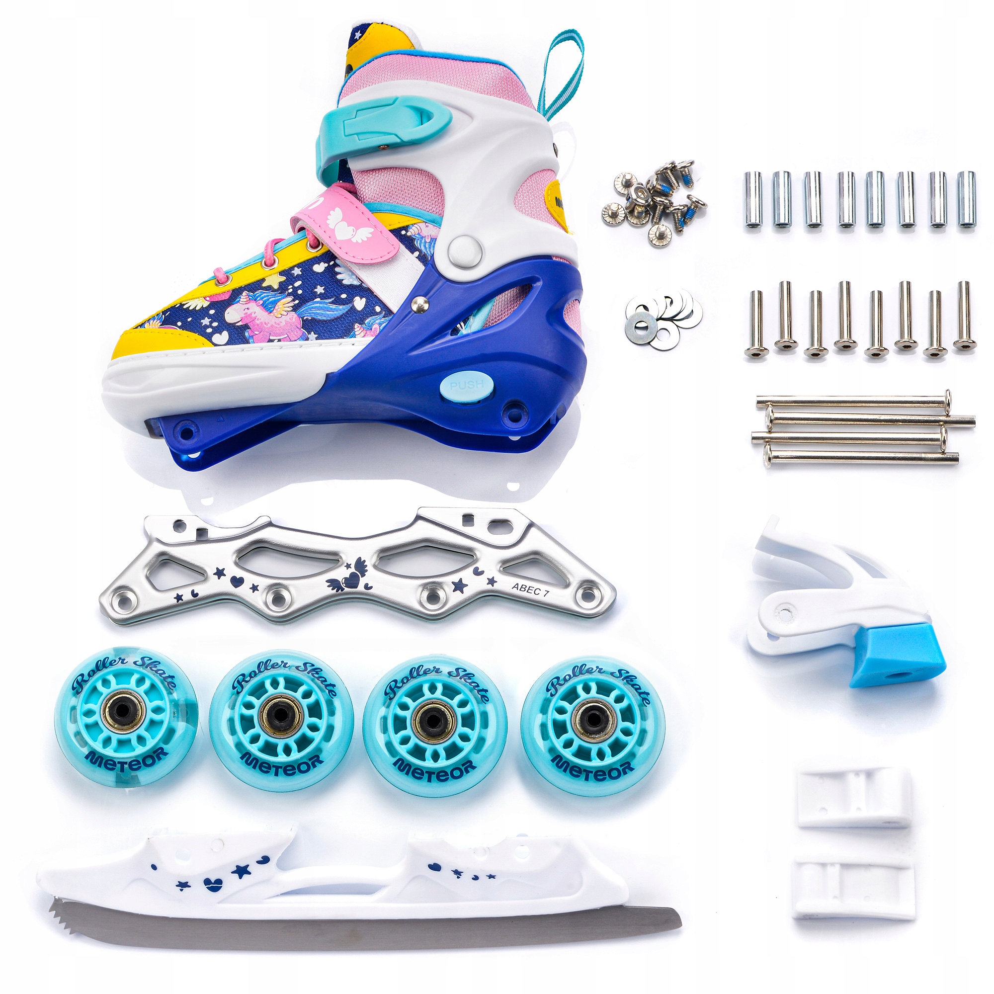 Rolki Meteor Unicorn 4w1 34-37 Materiał kół PU