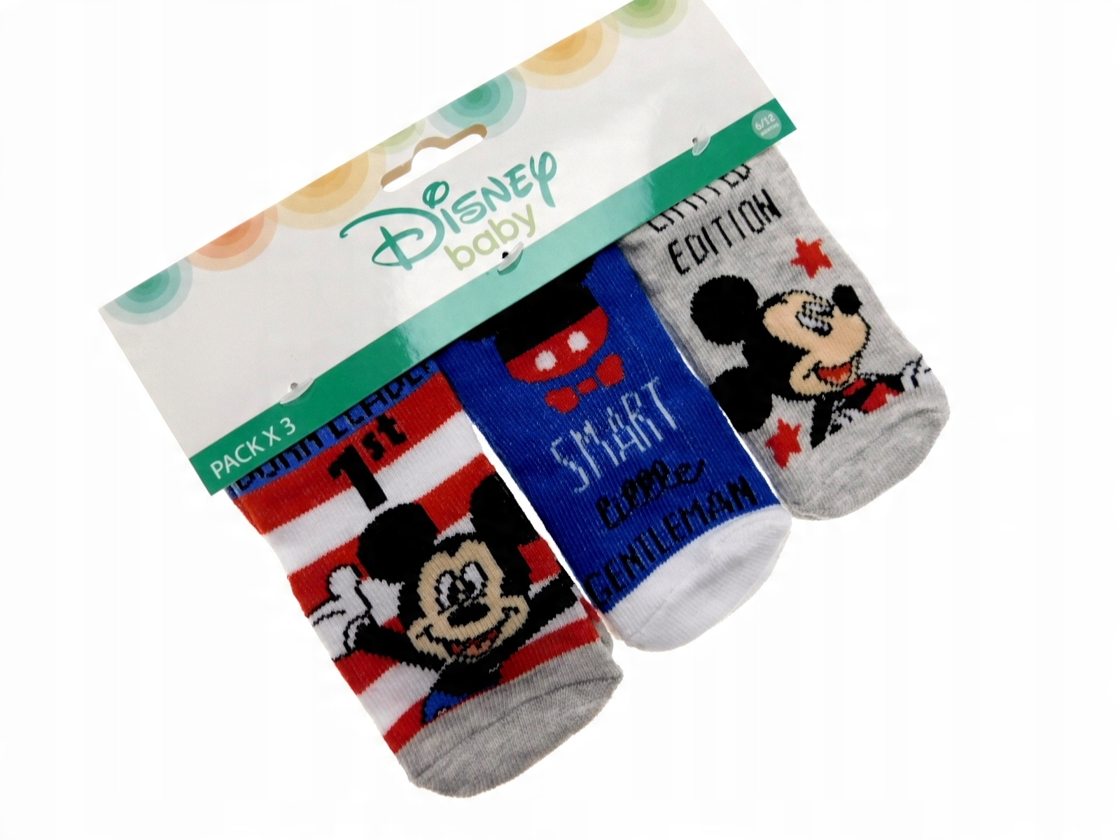 

Disney Zestaw 3x Skarpetki Bawełniane 0-6M
