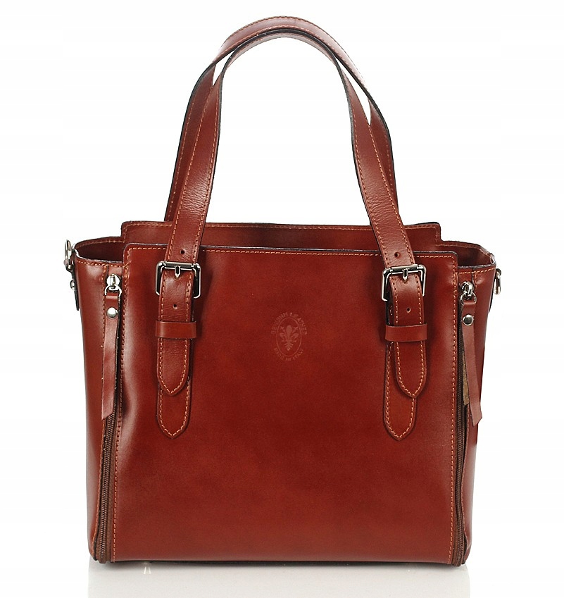 Vera Pelle Włoska skórzana torebka damska Rączki pasek