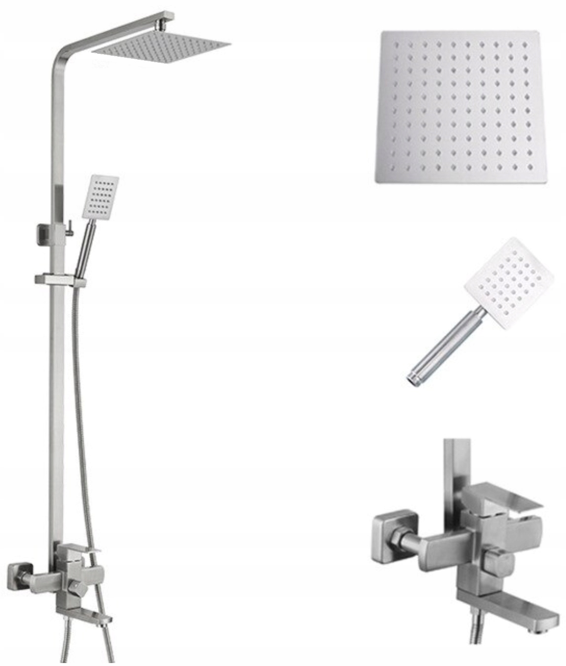 Kran Bateria Prysznicowa Chrom Szczotkowany Mat v3