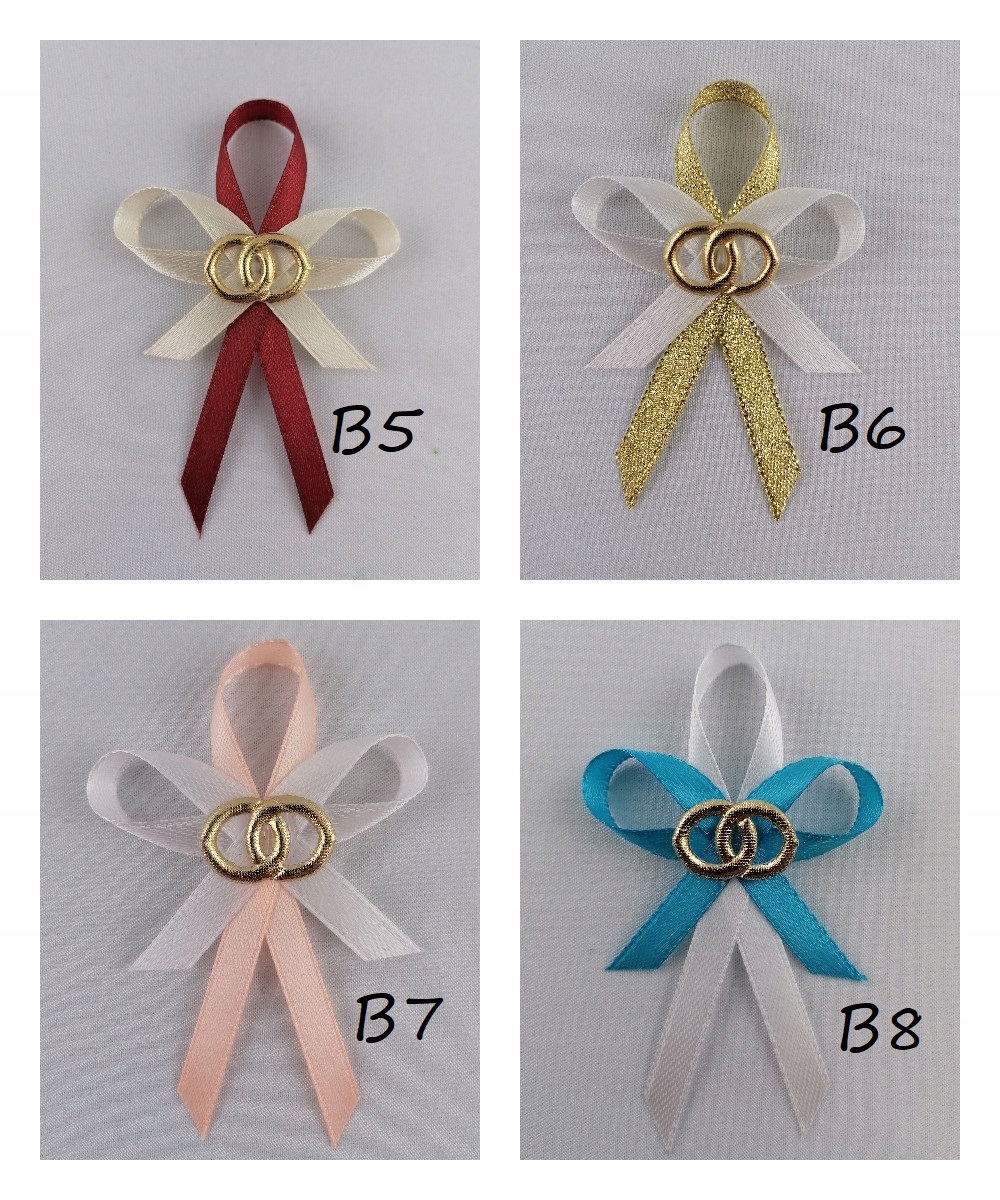Kotyliony przypinki dla gości weselnych rodziców kokardki ślubne kolory Rodzaj przypinka