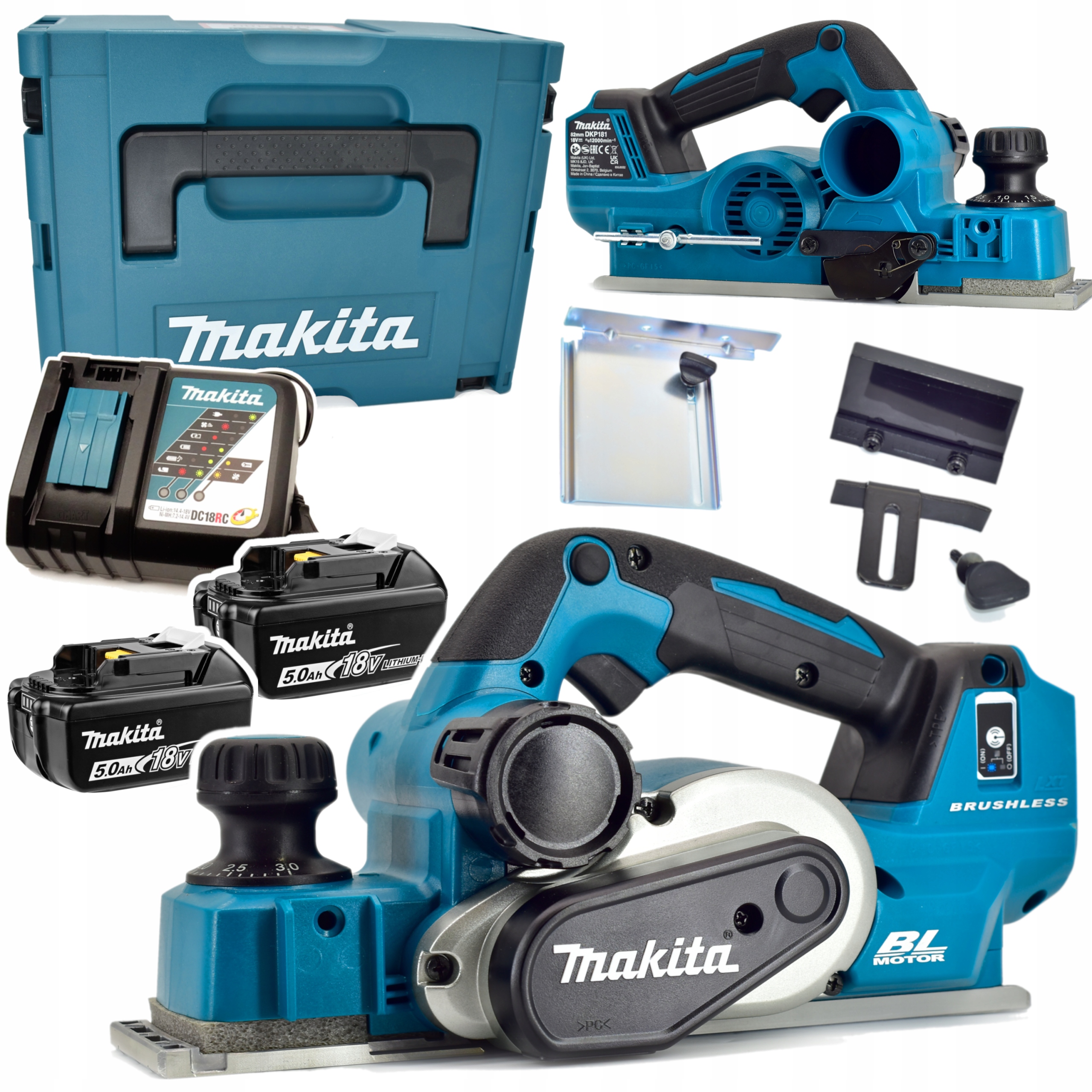 Makita DKP181RTJ Strug akumulatorowy 18V Lxt Zestaw 2x5,0Ah Walizka Makpac