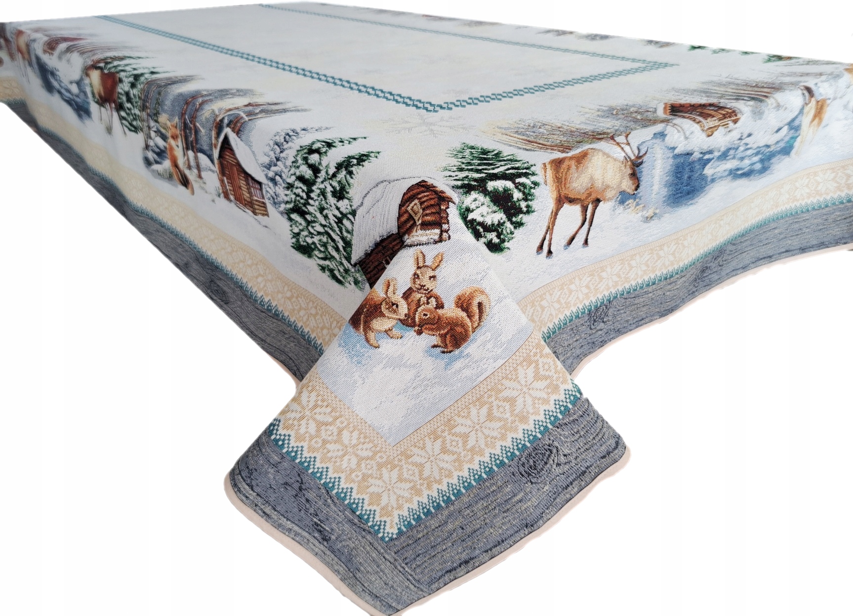 Ubrus s jeleny a chatou 140x260 cm V09