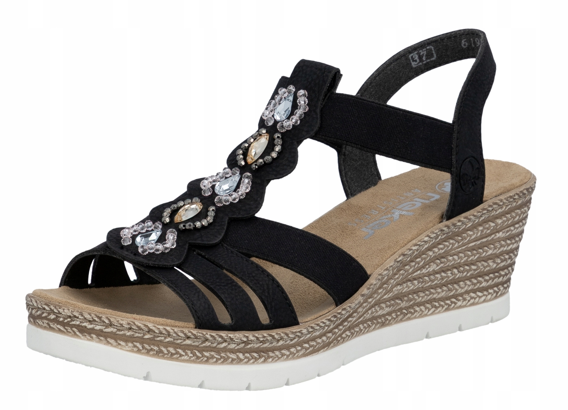 Rieker 619B2-00 vel.36 černé sandály na klínku