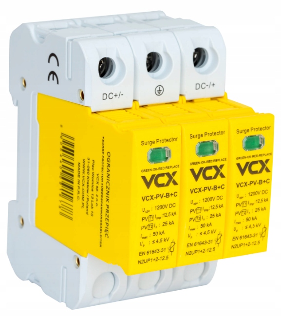 Omezovač Přepětí B+c 3P DC 1200V 12,5kA Gold Fotovoltaický Chránič