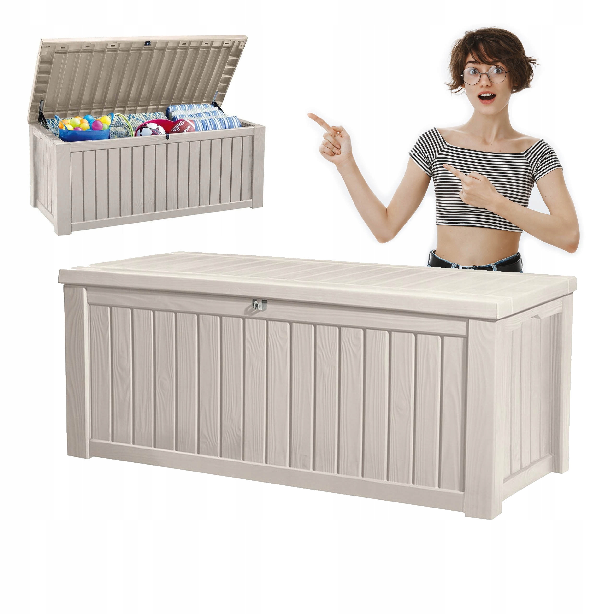 Skrzynia ogrodowa Keter Rockwood Storage Box 570L Kremowy