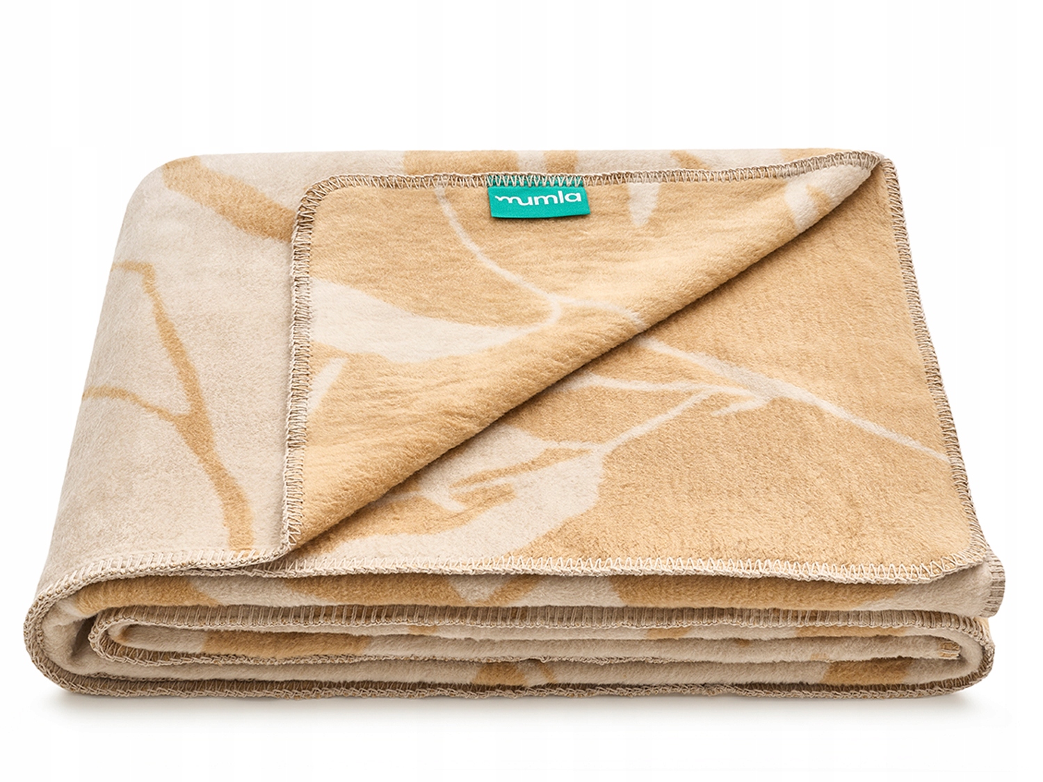 Deka Béžové listy 150 x 200 cm bavlněná Mumla