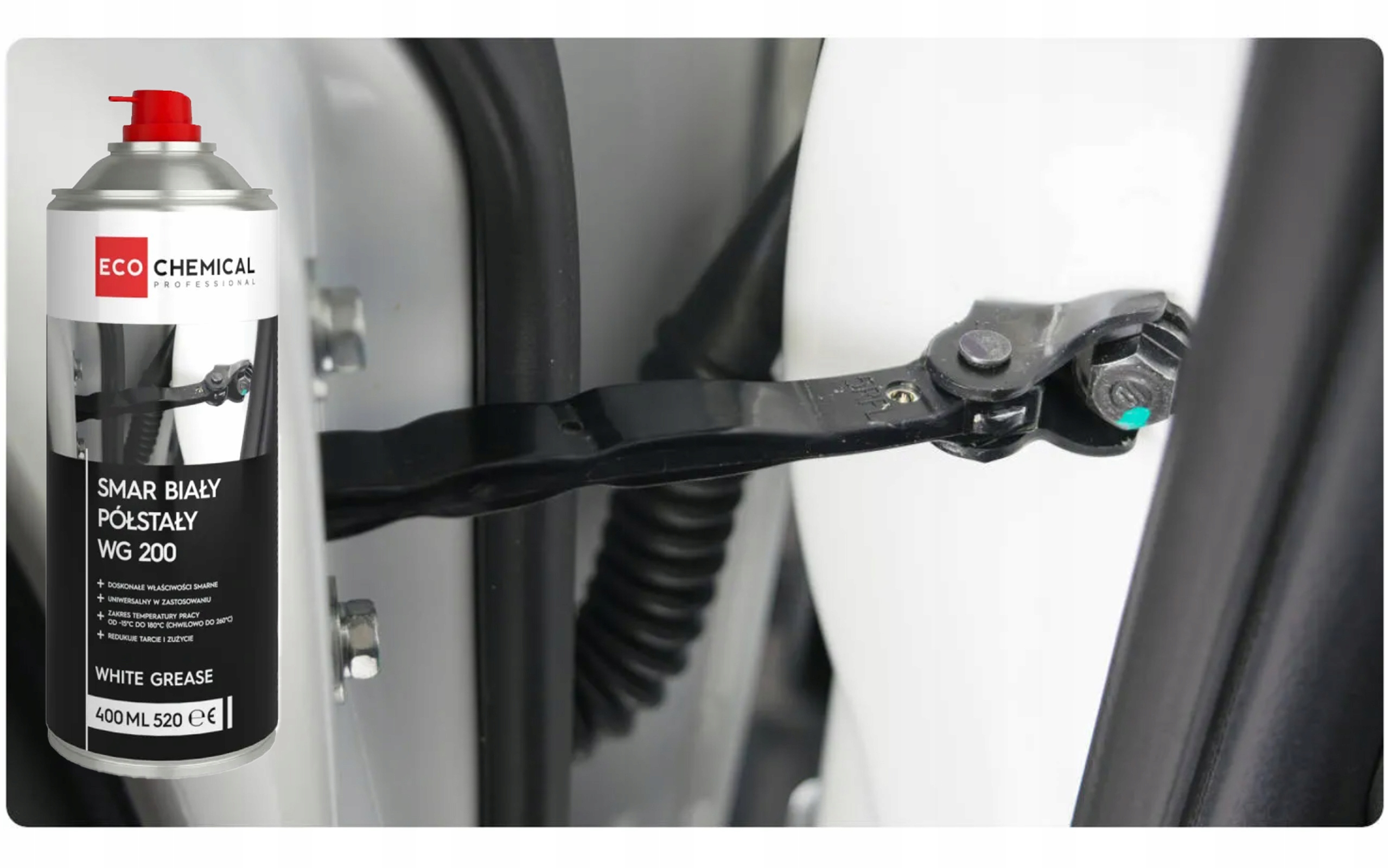 SMAR BIAŁY WG 200 DO ZAWIASÓW SAMOCHODOWYCH SPRAY PÓŁSTAŁY NIE ŚCIEKA Rodzaj biały smar