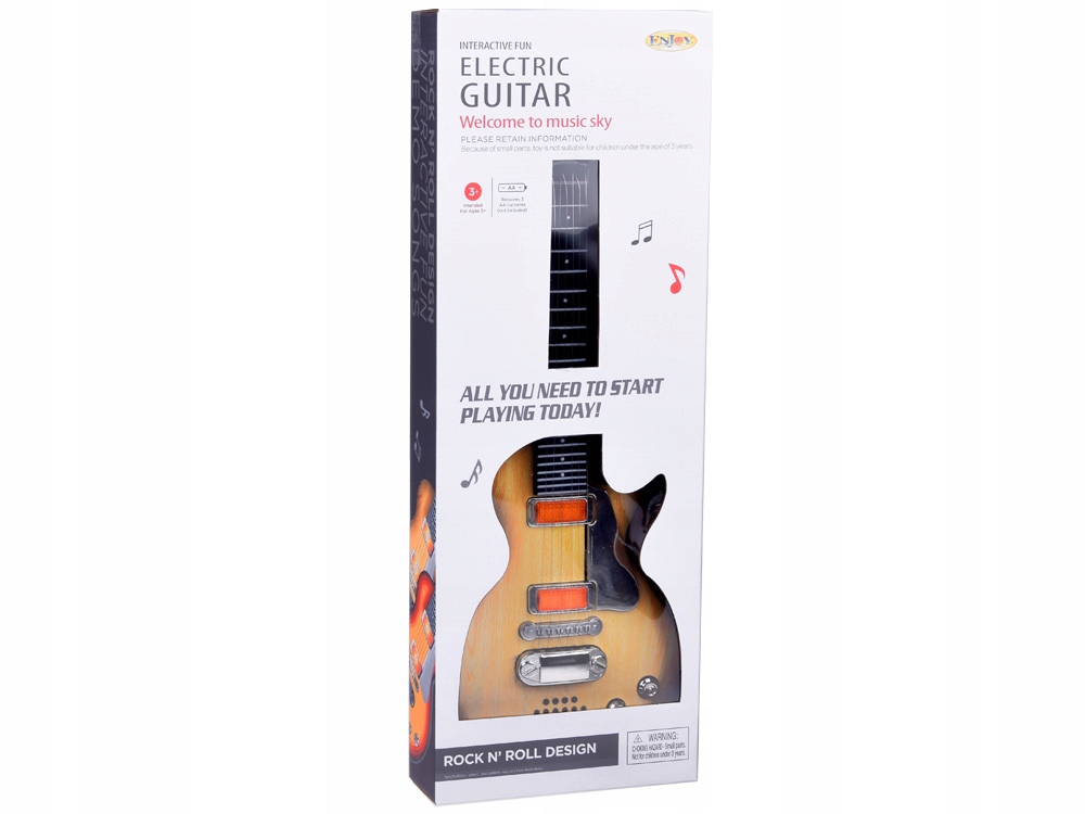 DUŻA ROCKOWA GITARA DLA DZIECKA `DŹWIĘK I ŚWIATŁO Materiał plastik inny
