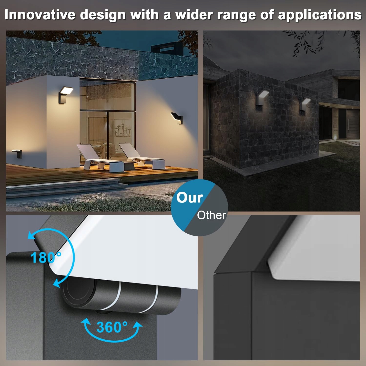 KINGWEN Zestaw 4 Lamp LED Zewnętrznych 40W Ciepłe Białe IP65 Regulowane — miniatura 6