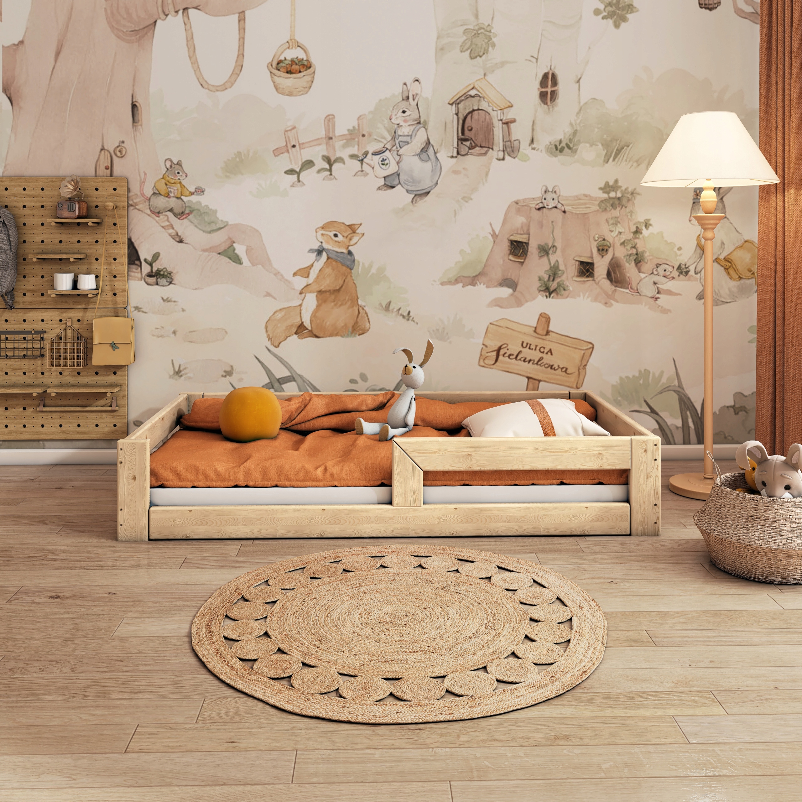 ŁÓŻKO DZIECIĘCE NISKIE PODŁOGOWE 160x80 DLA DZIECKA DZIECI +STELAŻ BARIERKA Kod producenta Producent_Domki