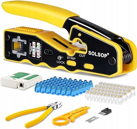 ZACISKARKA SOLSOP TESTER SZYPCE ZŁĄCZA PRZELOTOWE ZESTAW RJ45
