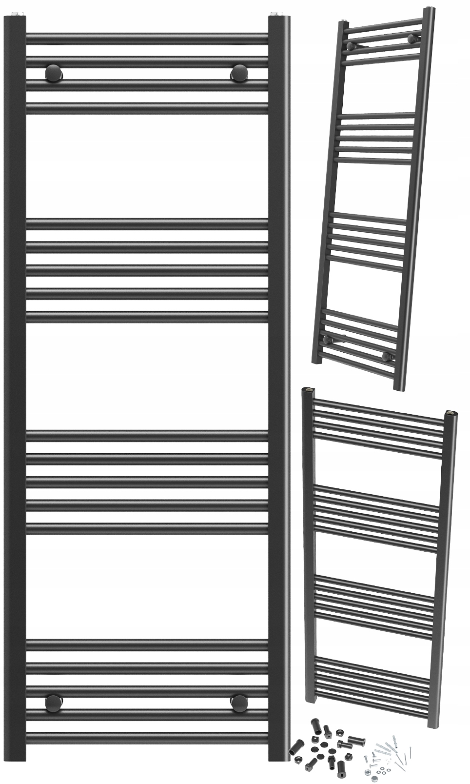Kúpeľňový Ohrievač Čierny Rebrík 50x130 cm Montáž 180° Kaloryfer Breno