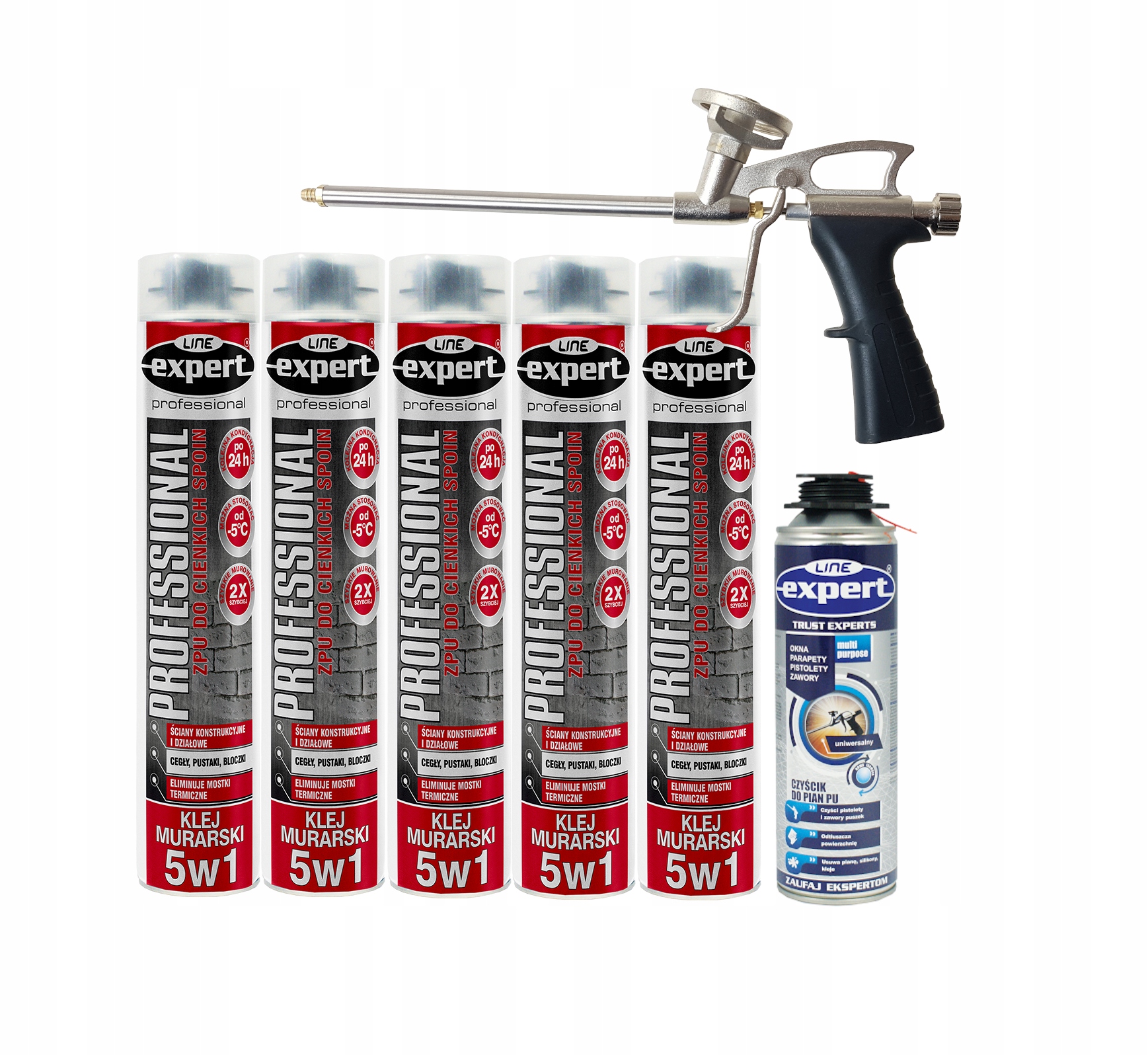 PIANO-KLEJ ZAPRAWA MURARSKA W PIANCE ZESTAW 5SZT PISTOLET CZYŚCIK