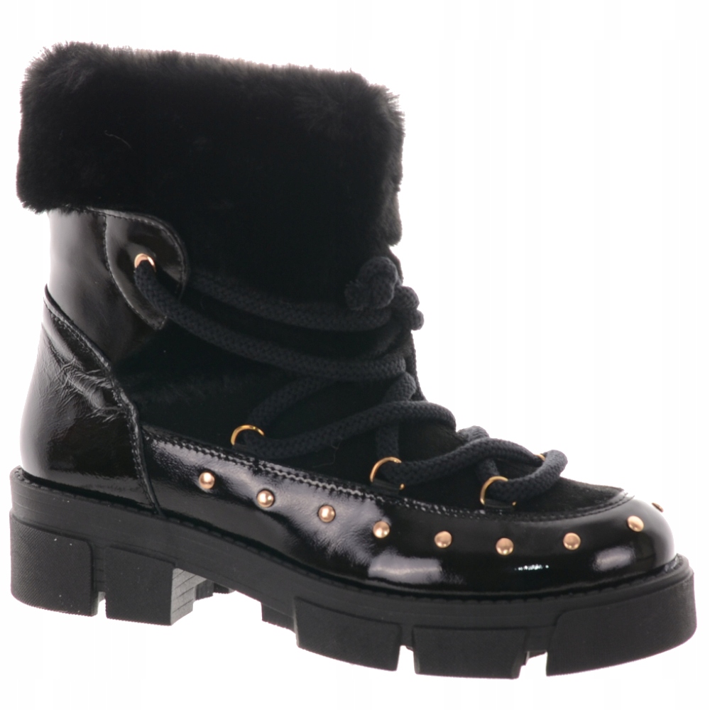 Ulmani Černé Kožené Kotníkové Boty S Kožešinou 38