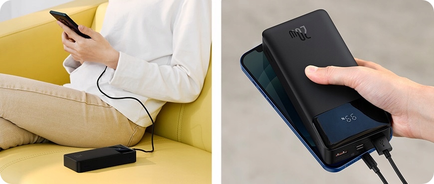 BASEUS POWER BANK 10000mah POWERBANK 20W PD 3x USB USB-C TYP-C 3A QC 3.0 Szerokość produktu 6.88 cm