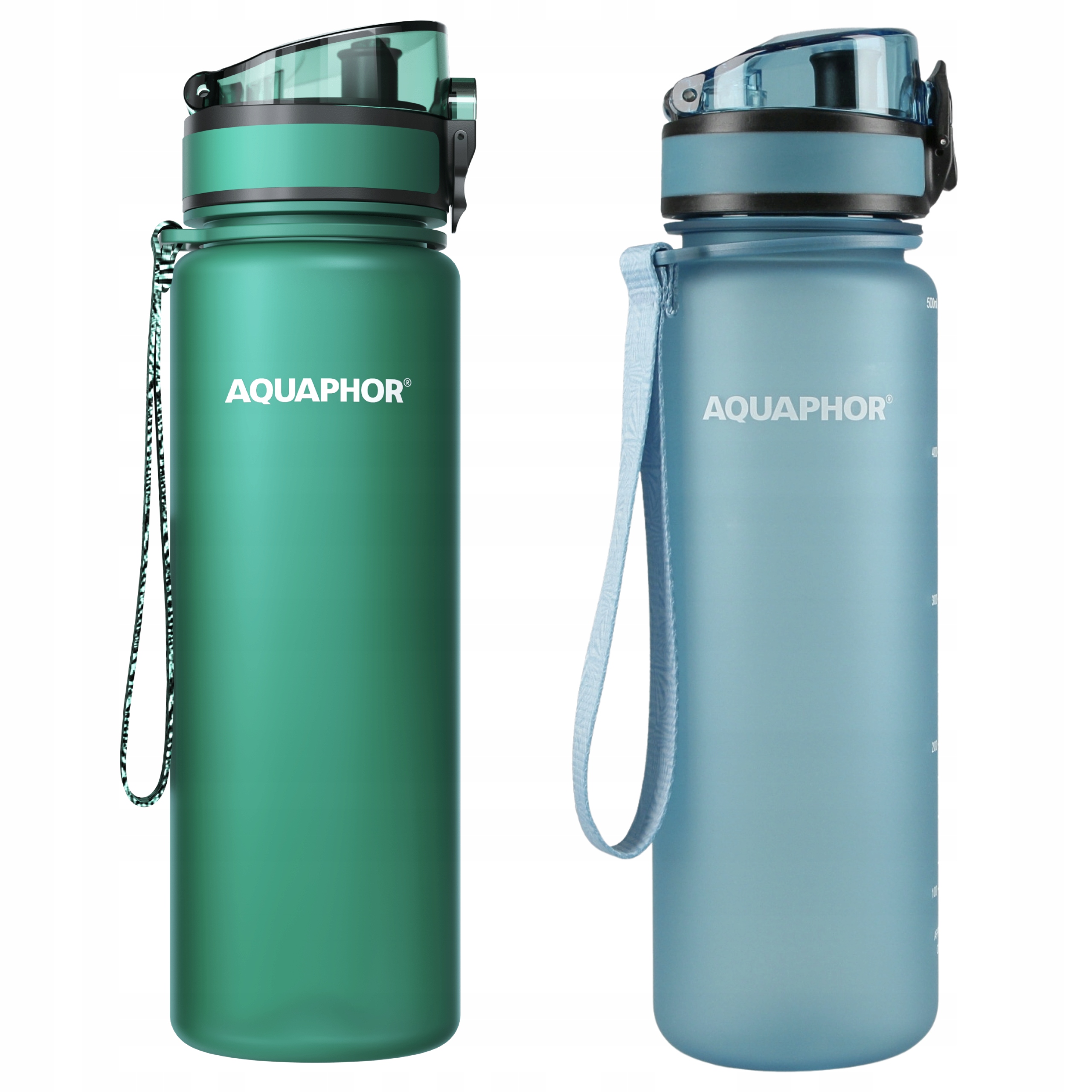 2x Filtrační láhev Aquaphor City 0,5L Láhev Na Pití, Azurová Lahvově Zelená Barva