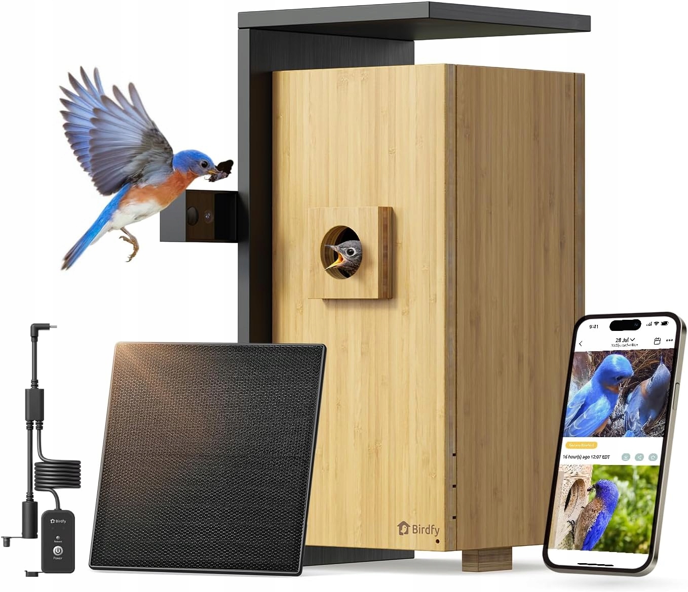 Birdfy Budka Lęgowa z Dwiema Kamerami 1080P Ai Smart Bambusowa Nowoczesna