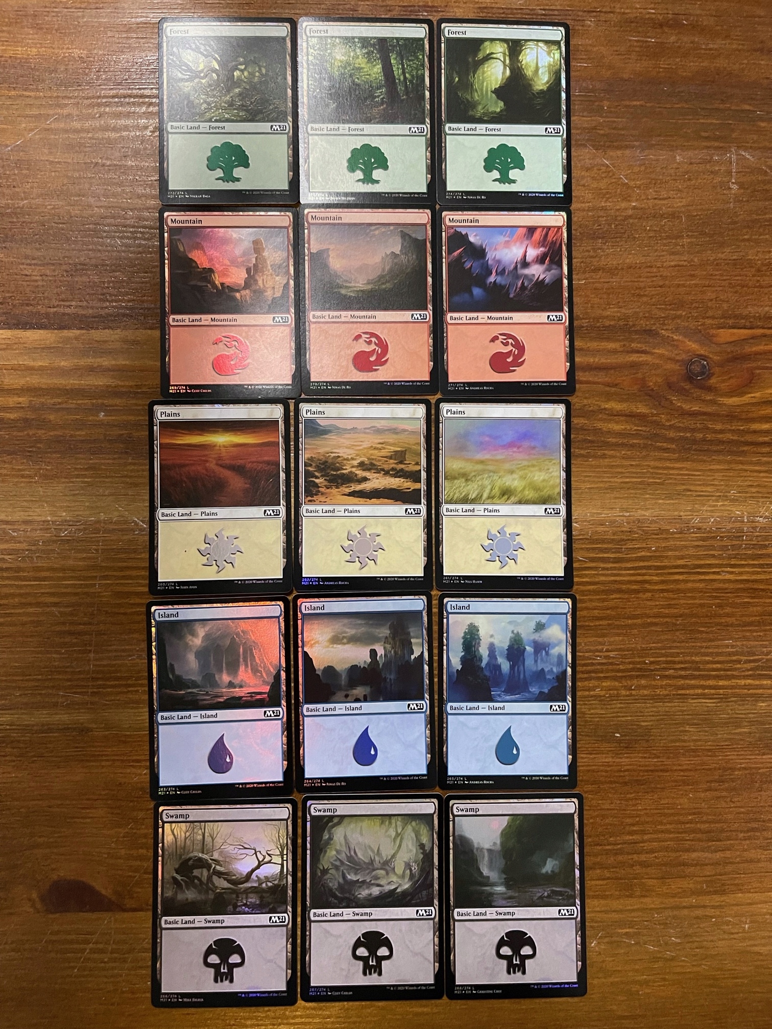 

Set 25 Foil Basic Land z Core Set 2021 (5 każdego)