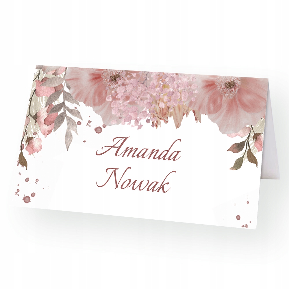 Winietki na Chrzest Slub Wesele Komunię Urodziny 6szt Kwiatowe