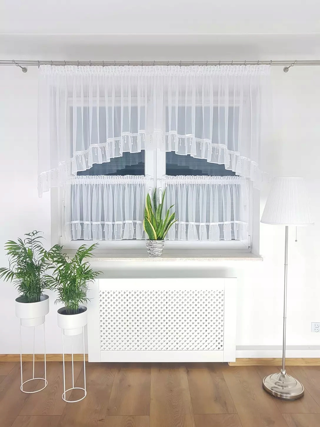 Firana Gotowa Z Zazdrostkami Komplet Zazdrostki Biała Firana Do Kuchni