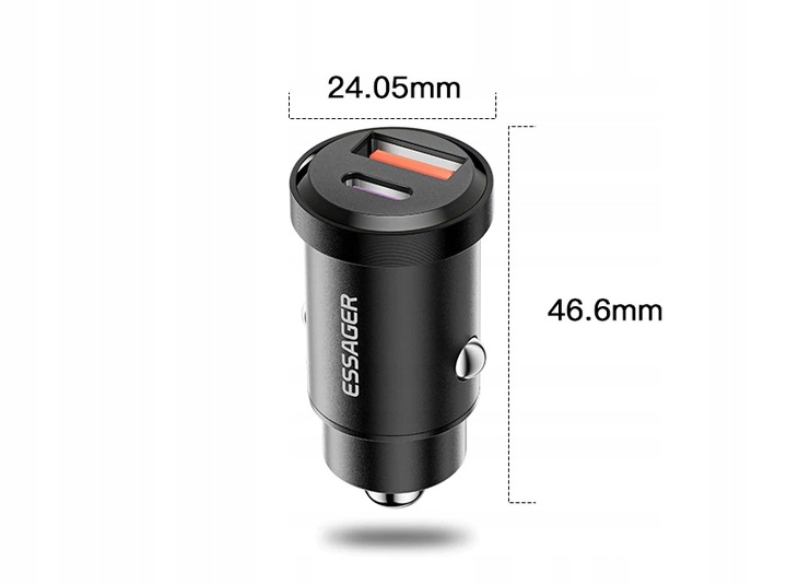 SZYBKA ŁADOWARKA SAMOCHODOWA 30W Typ-C PD 5A QC4.0 Prąd wyjściowy 5000 mA