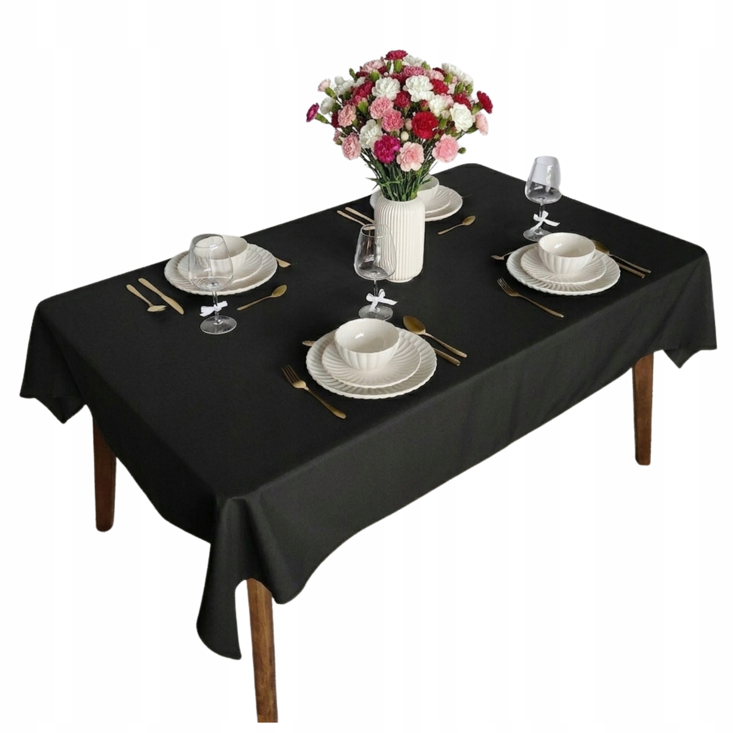 Plamoodolný ubrus na vánoční stůl silný Hladký Elegant Černý 140x450