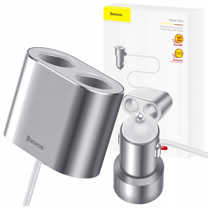Rozdzielacz gniazda zapalniczki Baseus 2x USB 2x gniazdo zapalniczki