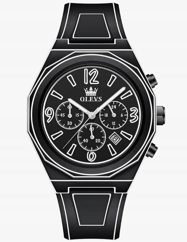 Olevs Pánské hodinky s chronografem, japonské quartzové hodinky, vodotěsné