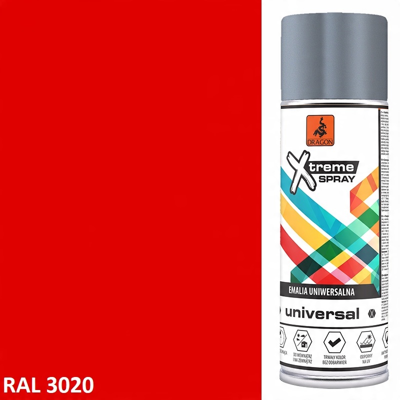

Lakier Farba W Sprayu Połysk 0,4L RAL3020 Czerwony