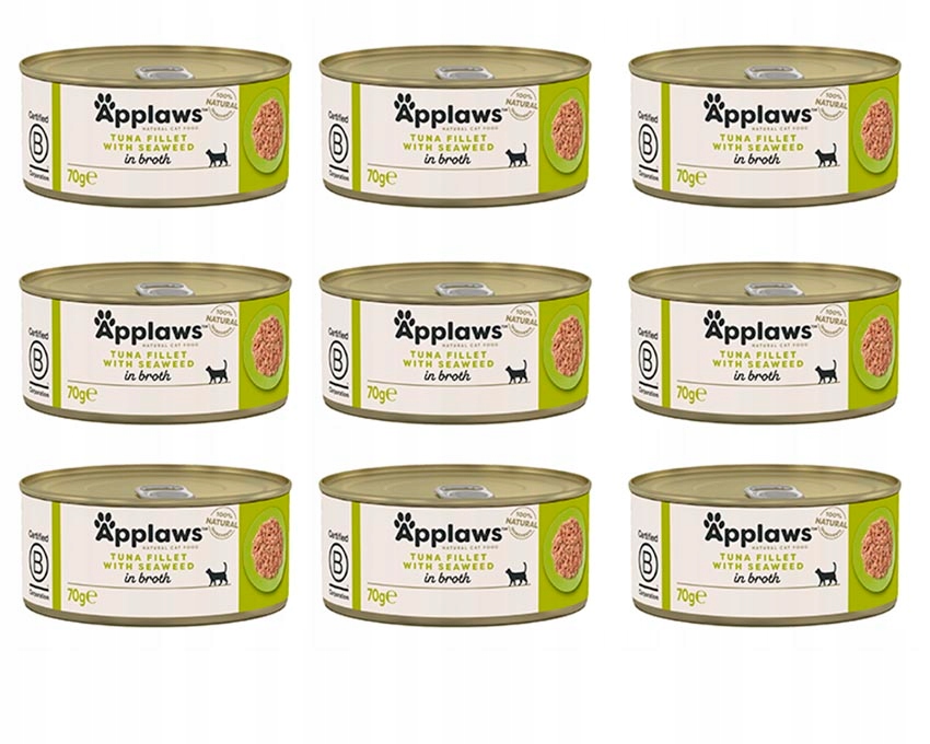 Levně Applaws Krmivo pro kočky s tuňákem a mořskými řasami v konzervě 9x70g