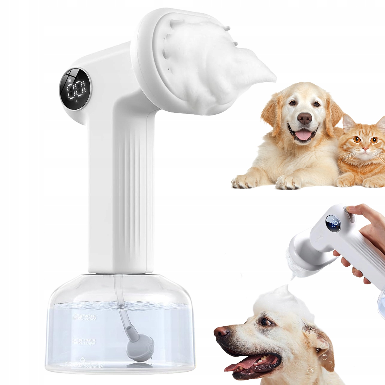 Levně Elektrický Kartáč 300 ML Pro Psa Kočku Dávkovač Pěny Němý 1000 Mah