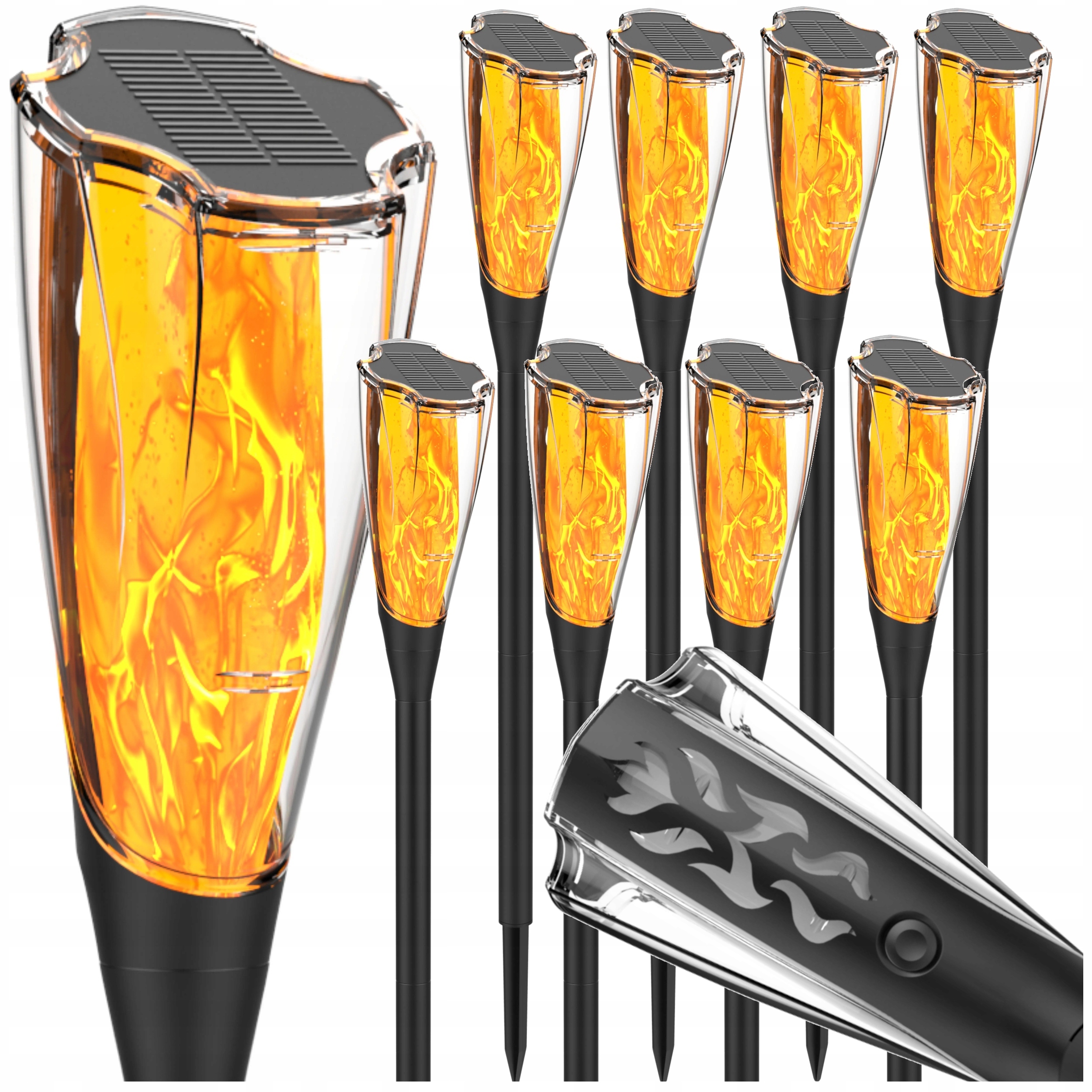 Solárne stĺpiky Zatĺkacia Led lampa fakľa s efektom pohyblivého plameňa 8x