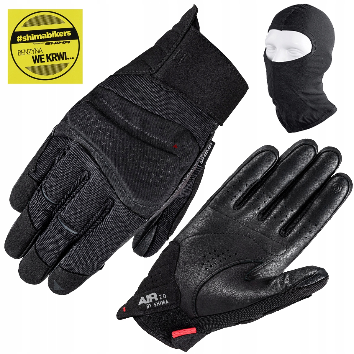 Rękawice Motocyklowe Shima Air 2.0 Men Czarne Krótkie Miejskie Gratisy