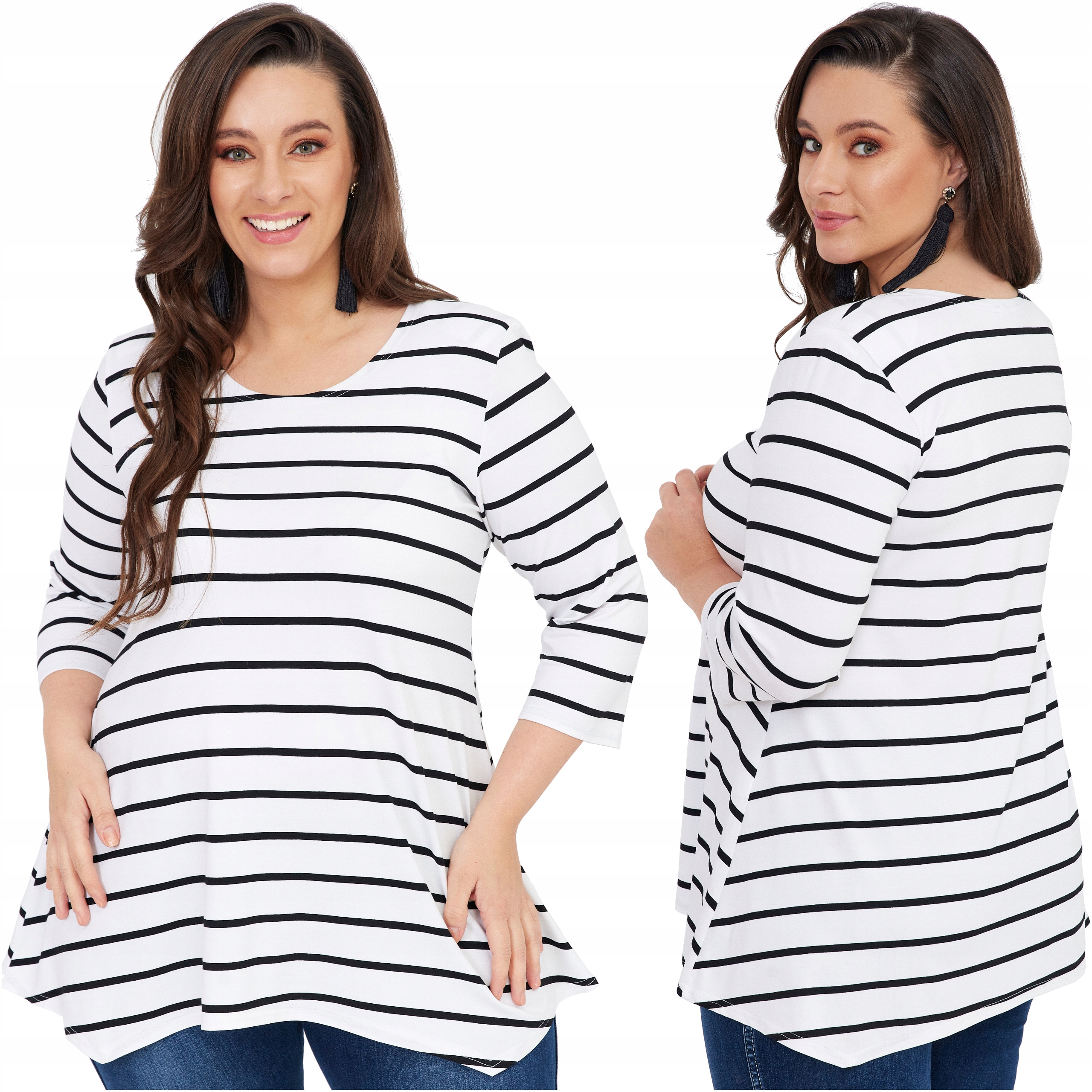 

Tunika Damska Luźna Paski Duże Rozmiary Plus Size