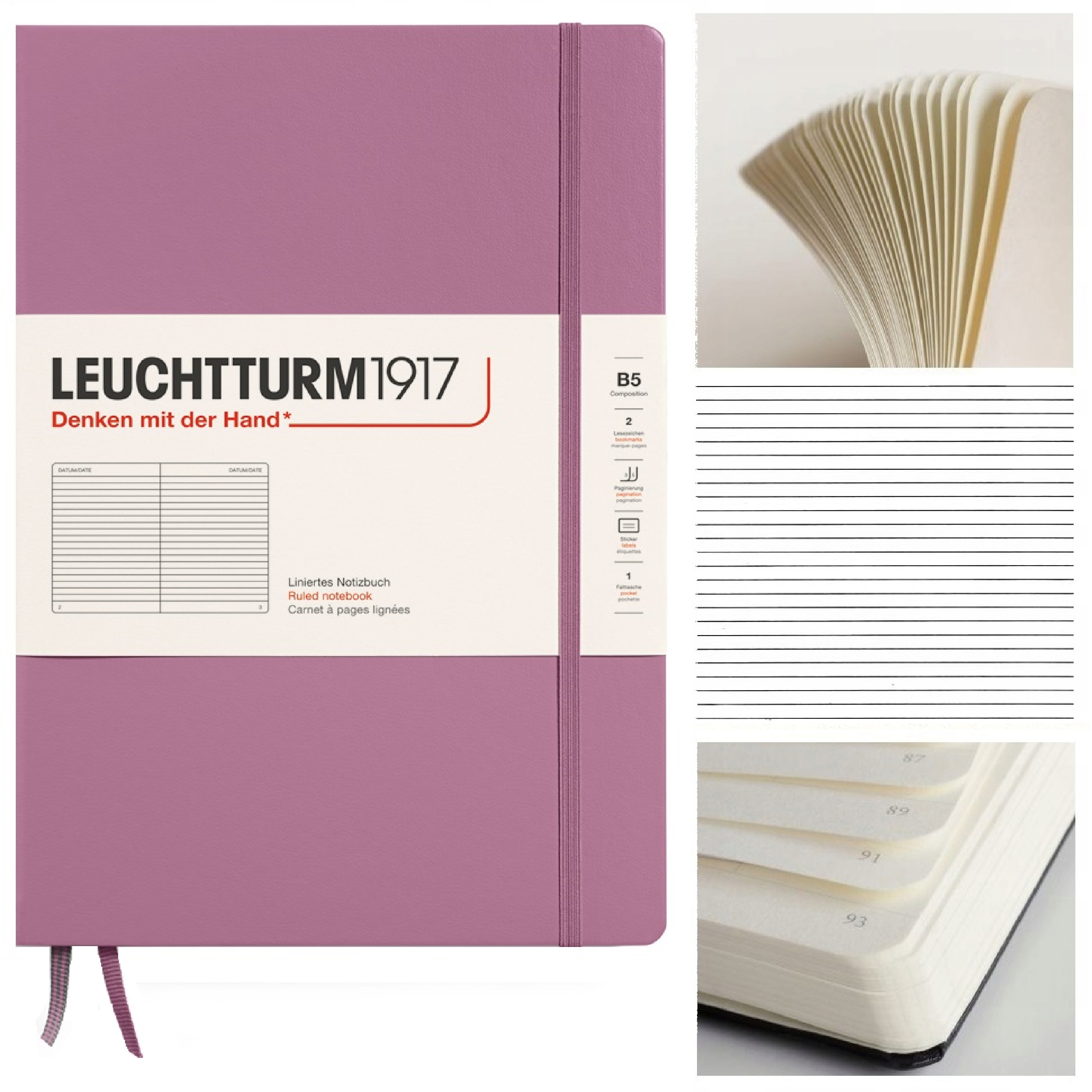 LEUCHTTURM1917 Notatnik Notes B5 Linia twardy brulion w linię Dusty Rose