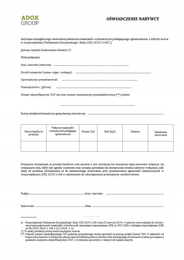 Kwas solny 33% - 1L Producent Adox