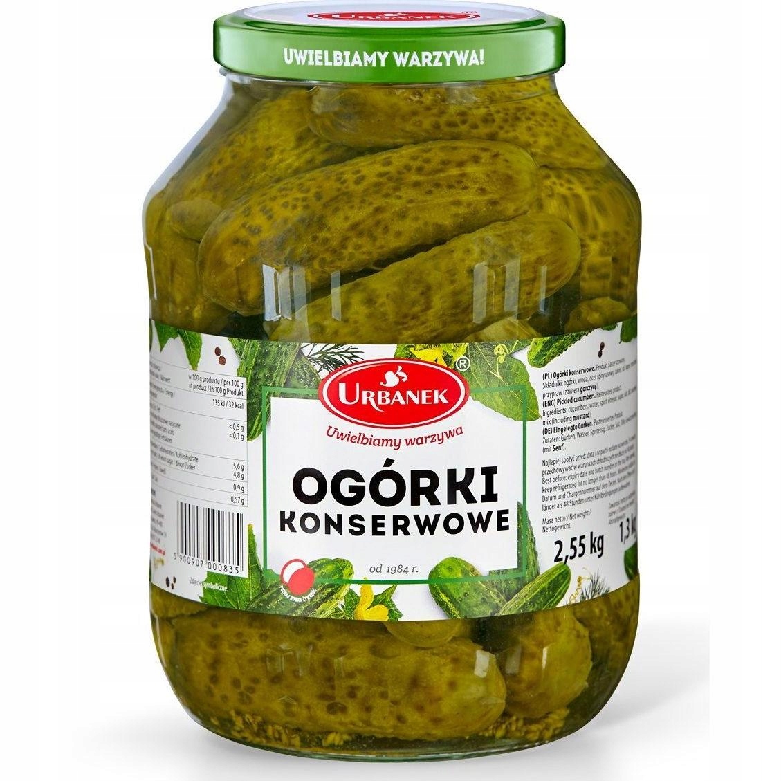 Levně Konzervované okurky 2,55 kg Urbanek