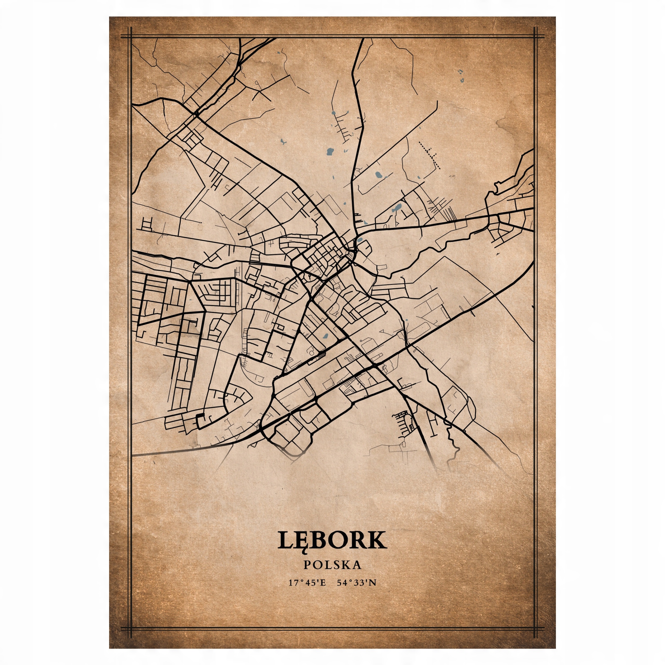 

Plakat Mapa miasta vintage Lębork 30x40cm