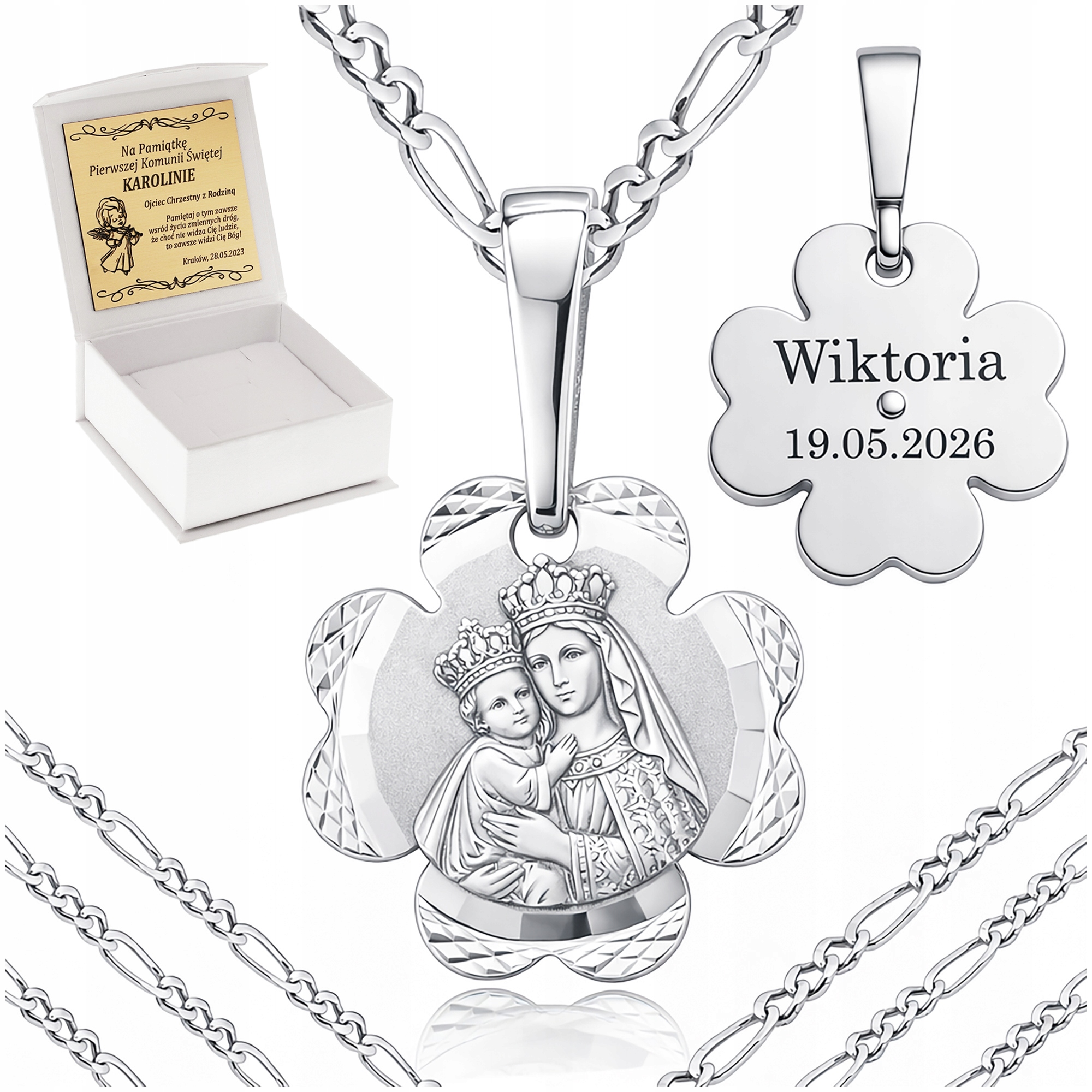 Stříbrný Řetízek Figaro Medaile Ryzost 925 Unisex Na Přijímání Gravírování
