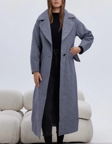 Dlouhý Kabát S Proužky B8542 Námořnická Modrá M (38)