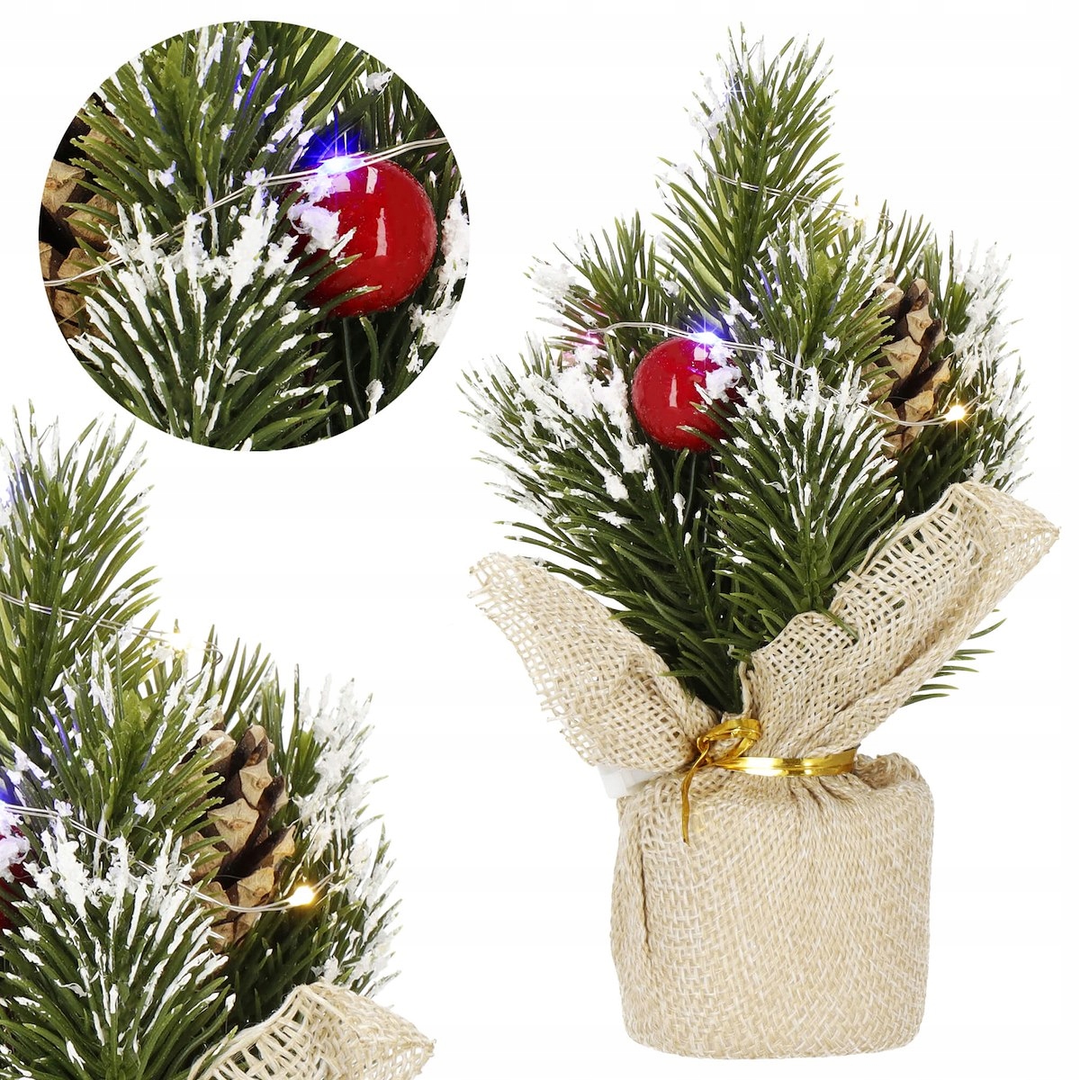 

Choinka Sztuczna Na Pniu Światełka Led Ozdoba 17cm